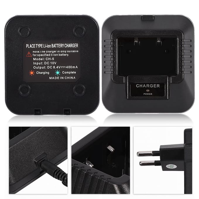 Bureaulader Stroomadapter voor Baofeng UV-5R 5RA 5RE Portofoon EU Plug