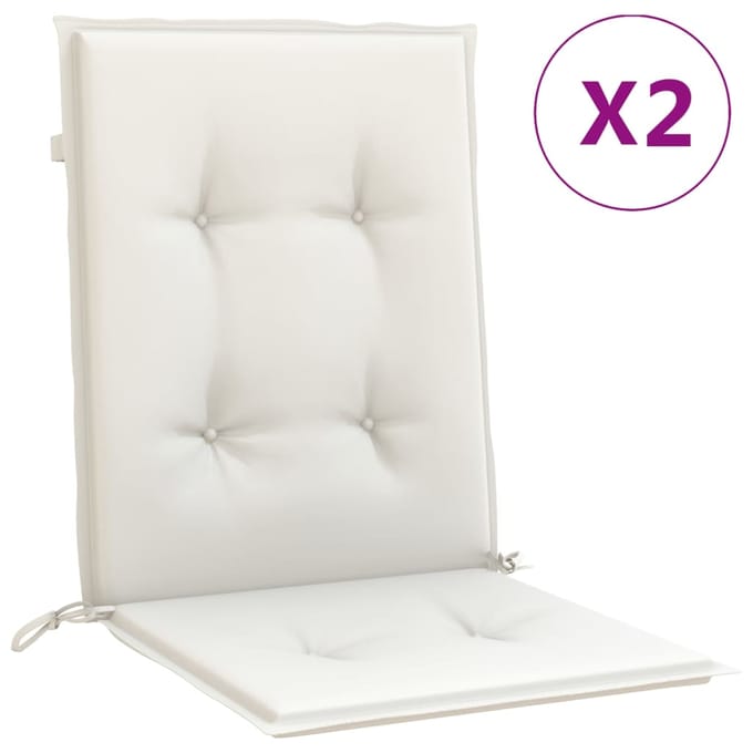 vidaXL - Stoelkussens - 2 - st - lage - rug - 100x50x4 - cm - stof - gemêleerd - crème