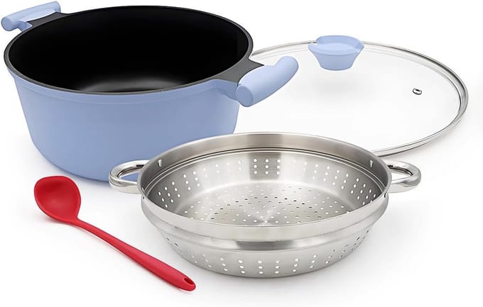 Grote Stoompan met Deksel en Inzetstuk - Multifunctionele Soeppan voor Inductie