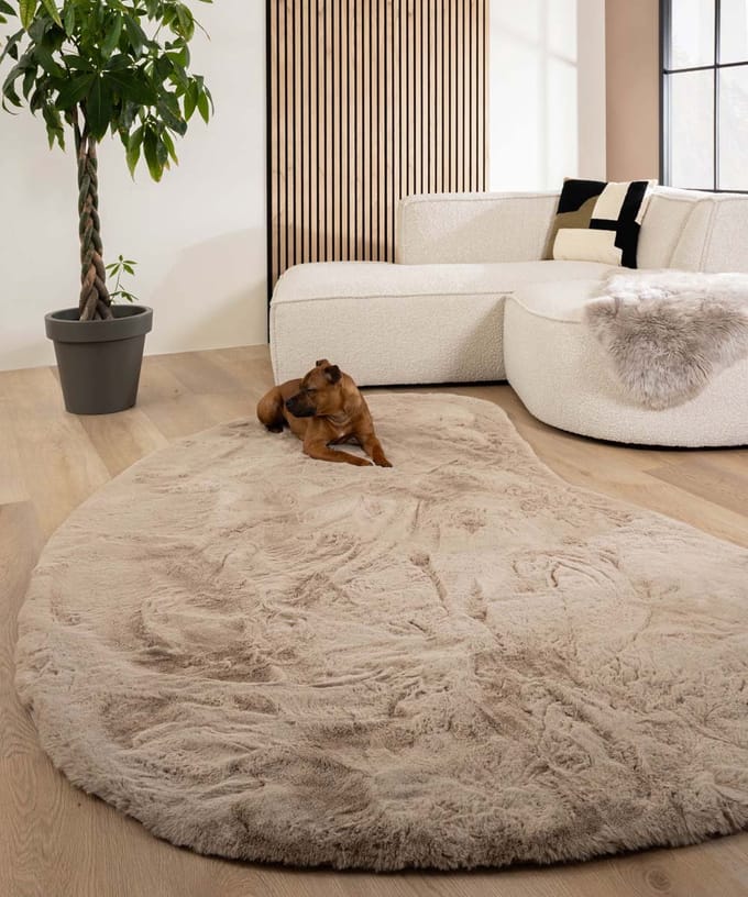 Fluffy vloerkleed organisch - Comfy Plus taupe 80x122
