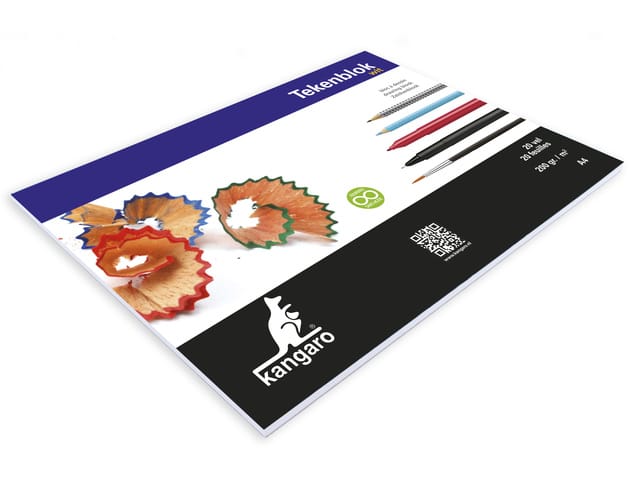 Tekenblok Kangaro 210 x 297 mm 200 gr 20 Vel Wit Zuurvrij Papier