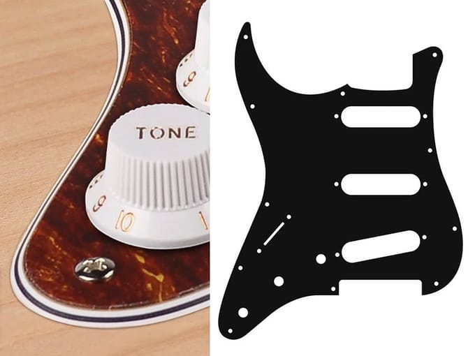 Boston SL-413-T pickguard, Stallion, standard, SSS, 3 pot holes, 3-5 switch, lefthanded, 4 ply, tortoise