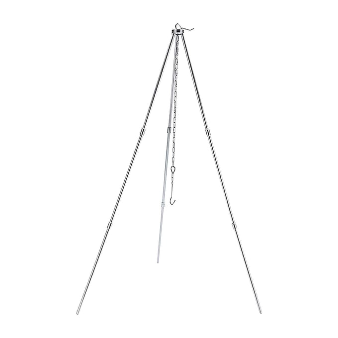 BBQ Statief Frame met Ketting en Haak Opbergtas Verstelbare Hoogte Camping Statief Standaard voor Open zilver