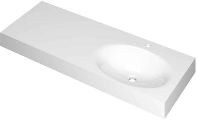 INK Smooth Wastafel Polystone Rechts met 1 Kraangat - 1200x450x90 mm - Glans Wit