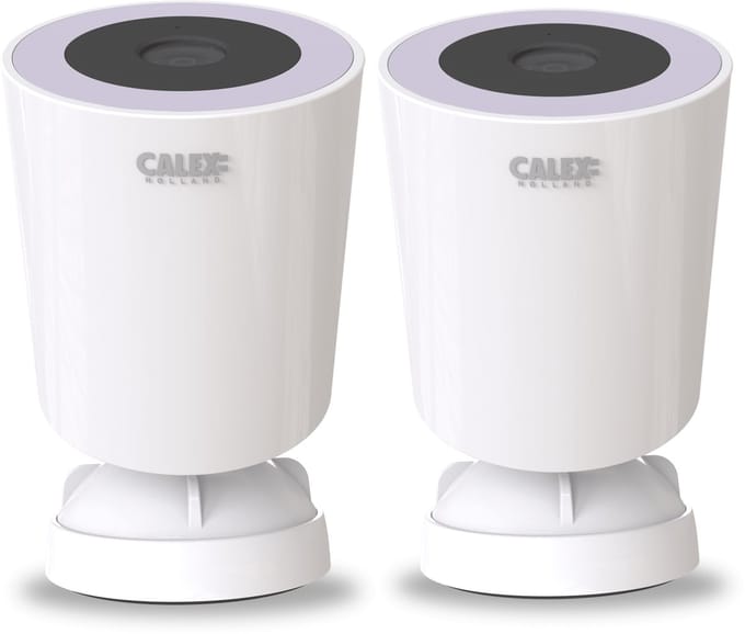 Calex Smart Security Beveiligingscamera - WiFi Spotlight-camera - 2K - met Nachtzicht & Bewegingsdetectie - voor Buiten - 2-pack