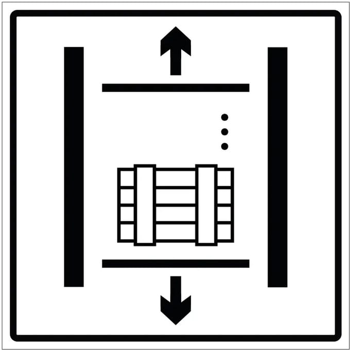 Goederenlift sticker | 40 x 40 cm
