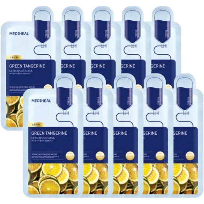 MEDIHEAL Derma Plus Groene Mandarijn Verhelderend Vitamine Sheet Mask 10 stuks white