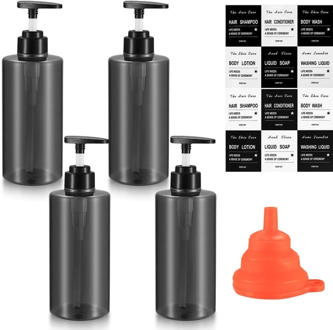 Dailygoods- Pompfles 500ml - Set van 4 - Transparant Grijs