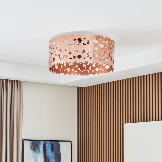 Lucande - plafondlamp - 3lichts - IJzer - H: 21.6 cm - E27 - koper