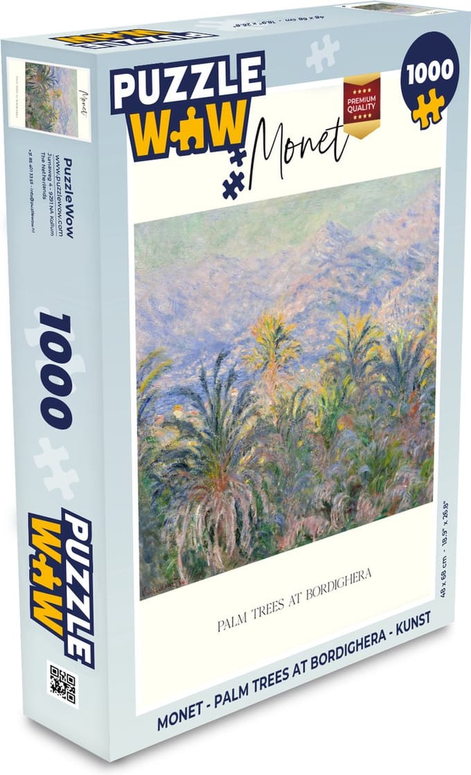 Puzzel Monet - Palm trees at Bordighera - Kunst - Legpuzzel - Puzzel 1000 stukjes volwassenen