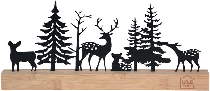 UNUS® Staander wald silhouette decoratieve herten reeën wit decoratie