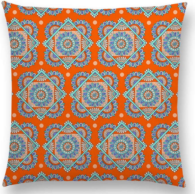 Mandala kussenhoes Bright Orange – DUBBELZIJDIG BEDRUKT - Soft Touch – 45x45 cm