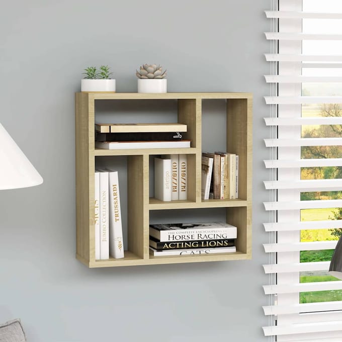 vidaXL - Wandschap - 45x16x45 - cm - bewerkt - hout - sonoma - eikenkleurig