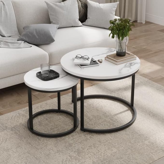Table basse ronde - MUVOE - 60cm - Blanc - Métal - Design moderne wit
