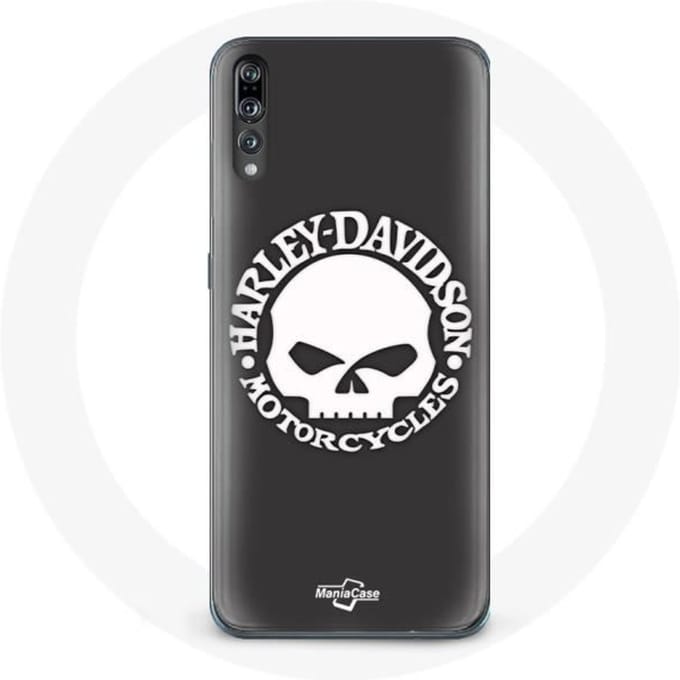Coque pour Huawei P20 - Harley Davidson - Tête de mort - Rigide - Noir - Protection synthétique