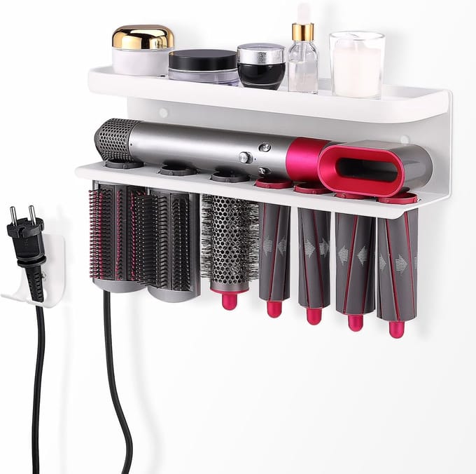 Houder voor Dyson Airwrap | Wandhouder zonder boren | Wit