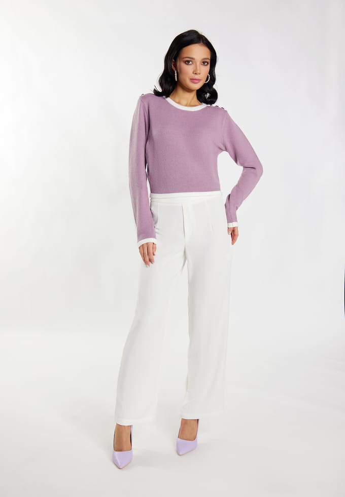 Faina Gebreide trui Dames Mauve