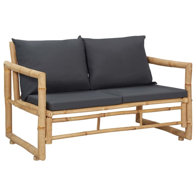 vidaXL - 4-delige - Loungeset - met - kussens - bamboe