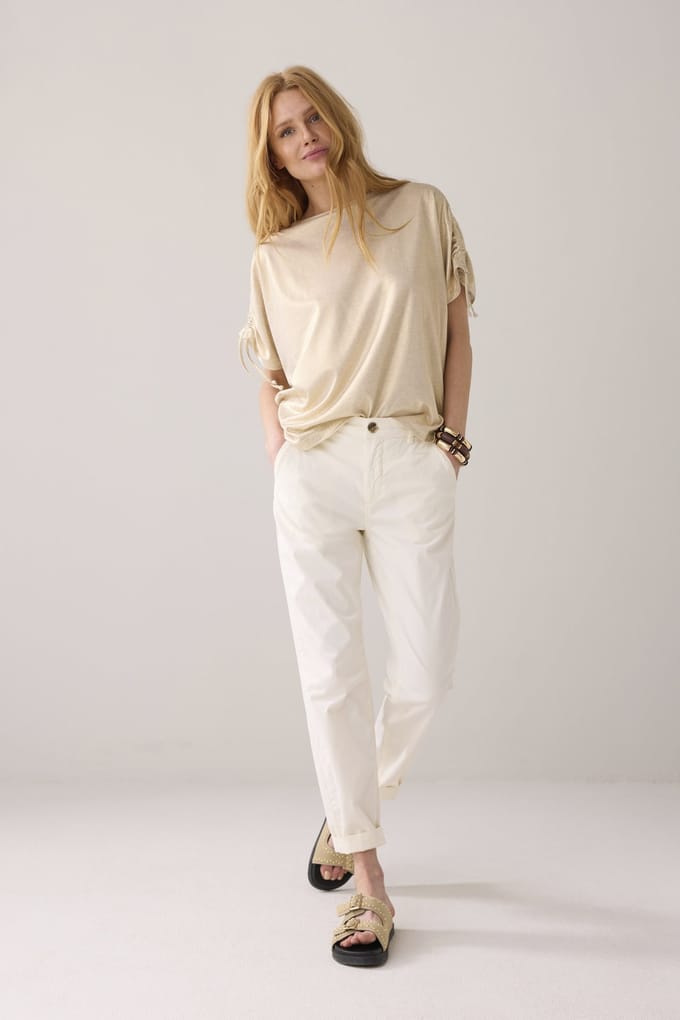 Summum Woman Top Coated Viscose Linen Ivory Maat: M | Blouses Outlet | Dames | Beige