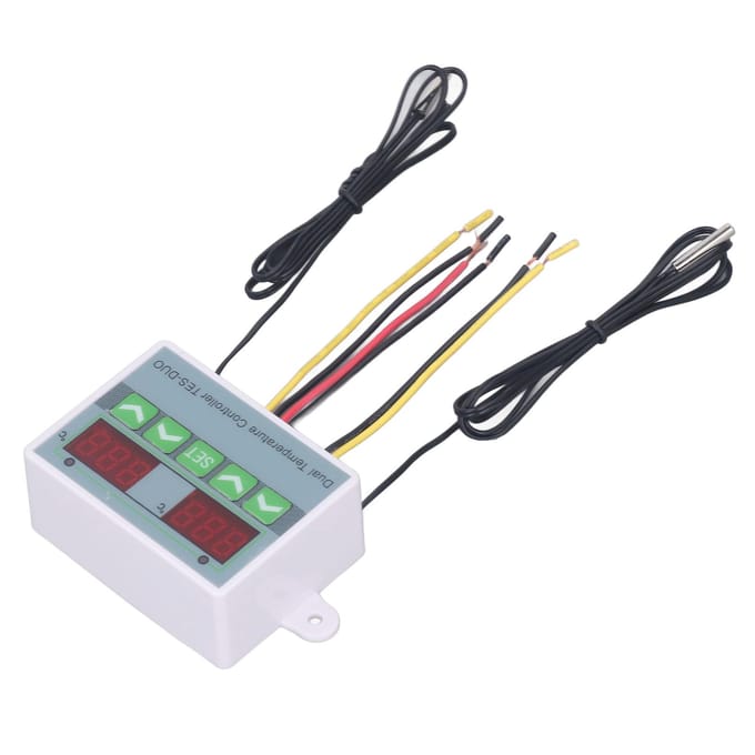 Thermostat numérique étanche à double contrôleur de température avec stockage de données pour reptiles gray