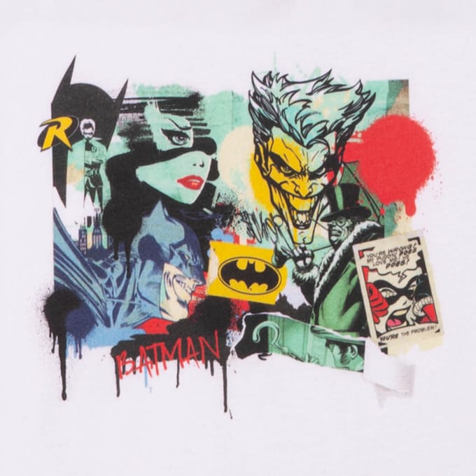 DC Batman Collage Kids' T-Shirt - White - 110/116 (5-6 jaar)
