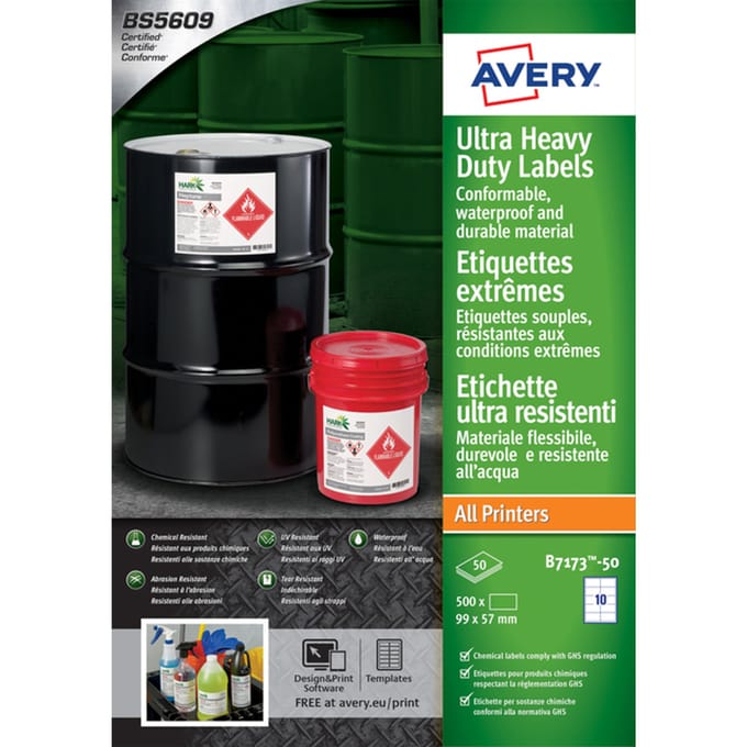 Etiket Avery B7173-50 99x57mm polyethyleen wit 500 stuks