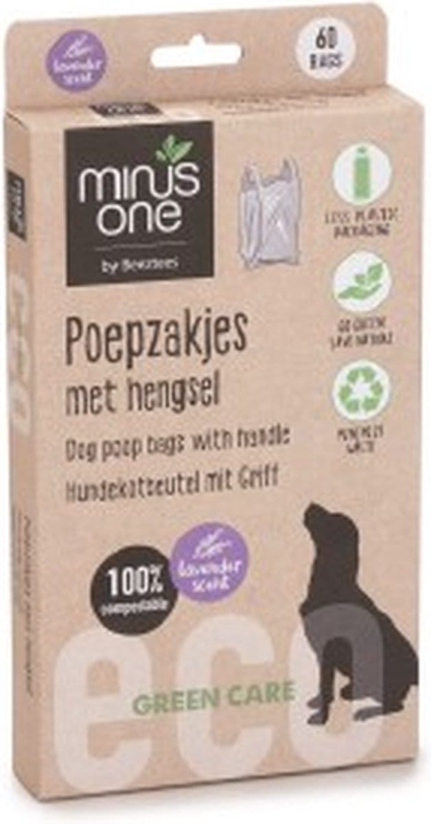 Beeztees Minus One Poepzakjes - Hond - Lavendel - 60 ST