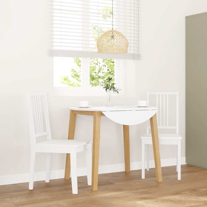 vidaXL - Eetkamerstoelen - 2 - st - massief - hout - rubber - wit