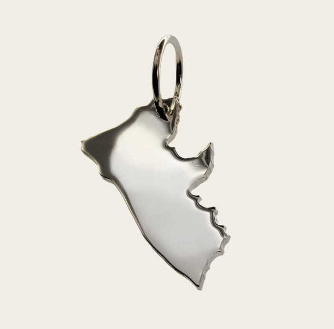 Zilveren Landkaart Liberia ketting hanger