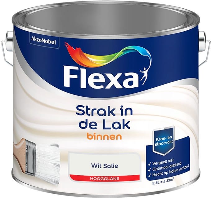 Flexa - Strak In De Lak Binnenlak Hoogglans - Wit Salie - Mengverf - 2,5 L