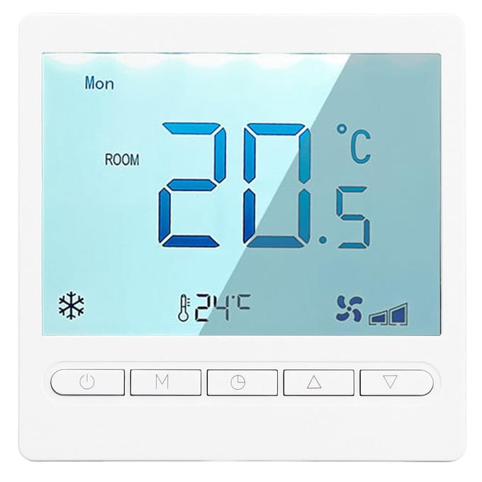 Programmeerbare Thermostaat Hoge Nauwkeurigheid Groot Scherm LCD Thermostaat voor Woonkamer Slaapkamer Eetkamer gray