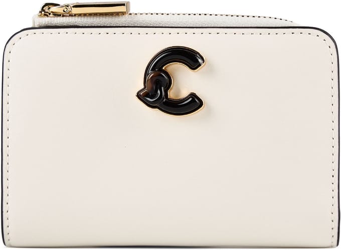 COCCINELLE Leren portemonnee C-Me Calf & Marb Wallet Pearl crème