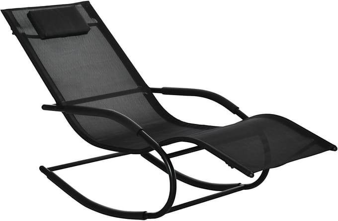 Outsunny schommelstoel van textiel, 63x160x88cm, zwart.