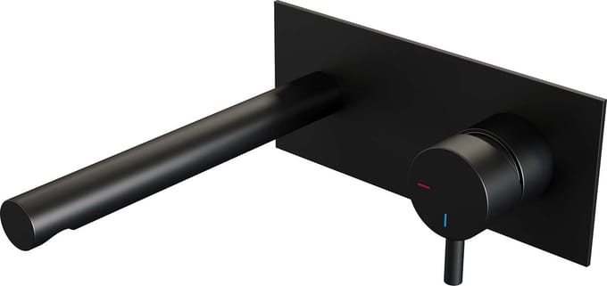 Brauer Black Edition inbouw wastafelmengkraan met rechte uitloop en afdekplaat model B1 mat zwart