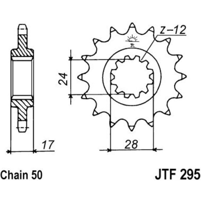Tandwiel achter JT F295,16
