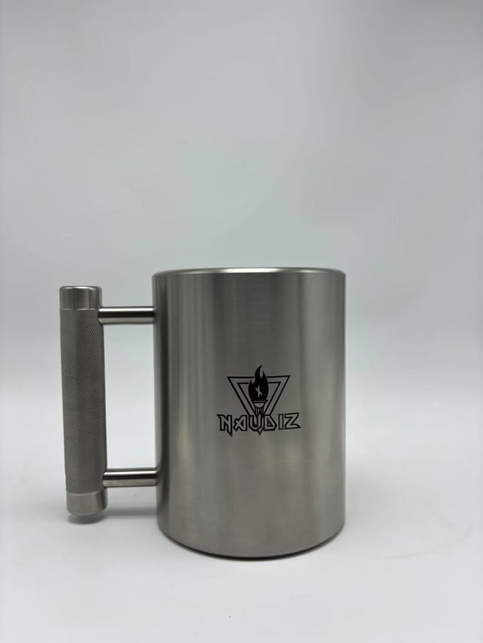 Naudiz - Logte Mok - Heavy Mug 10 kg – RVS Dumbbell Mok – Griptraining - Giftbox