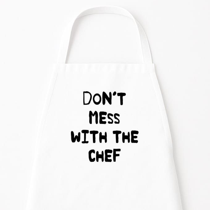 Go Mama - Keukenschort Don't mess with the Chef, Wit, One Size - Verstelbaar Schort