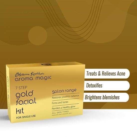 Aroma Magic Kit Facial 7 Étapes à Usage Unique Combo| Kit Facial Éclat Nuptial + Kit Facial Or | Pack de 2 red