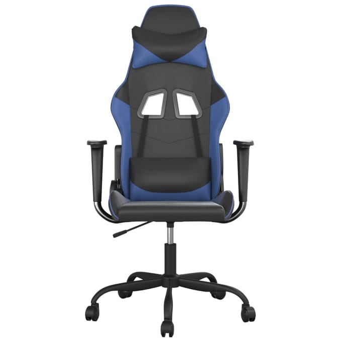 vidaXL - Massage - gamestoel - kunstleer - zwart - en - blauw