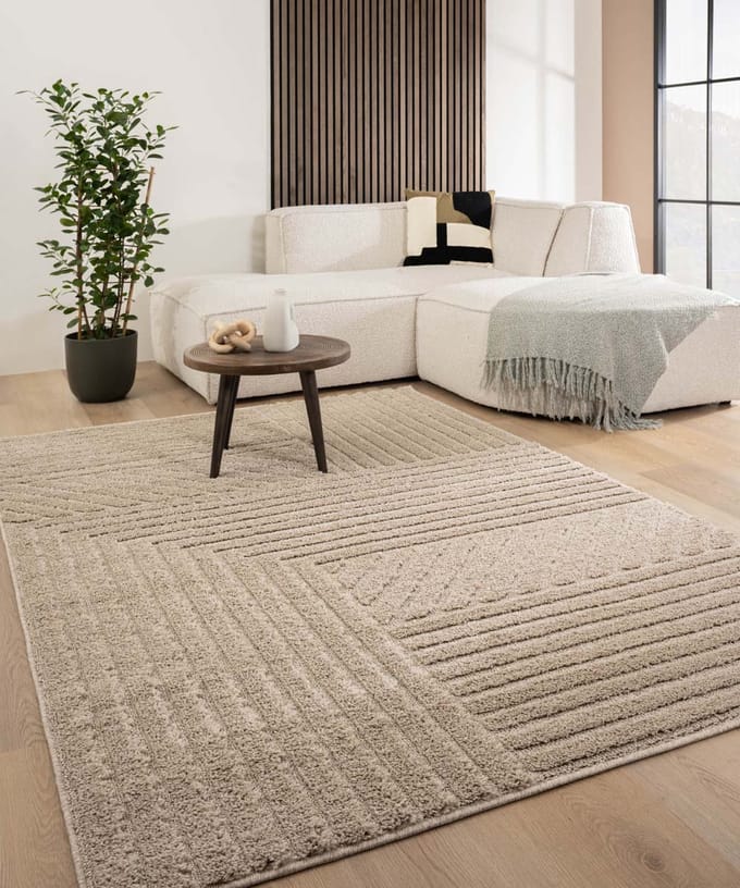 Scandinavisch vloerkleed - Arc Edge beige 80x150