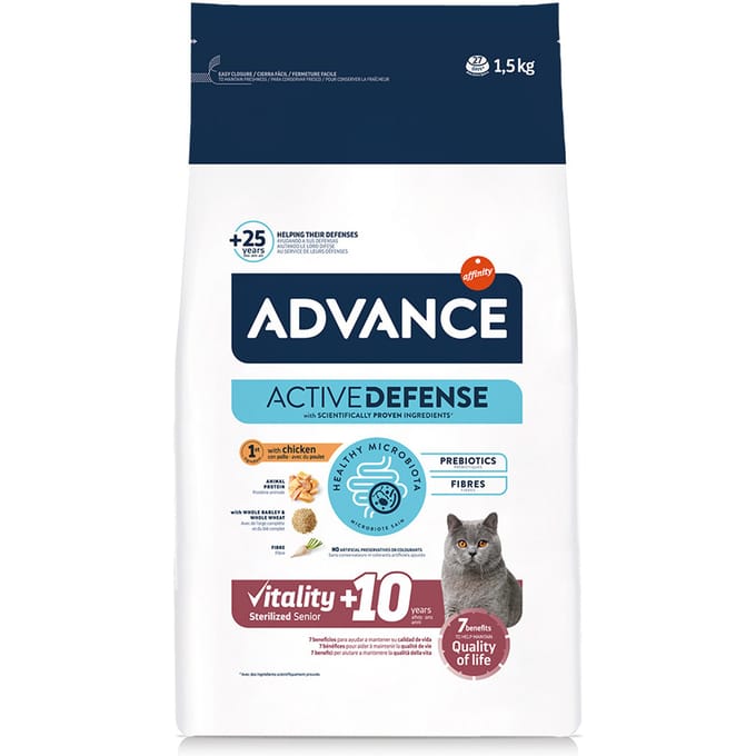 Voordeelpakket: 2x1,5kg Advance Sterilized Senior +10 met kip droog kattenvoer