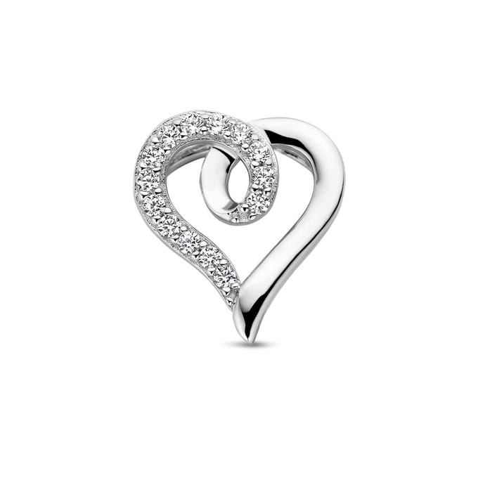 zilver gerhodineerd hanger hart en zirkonia 1337812