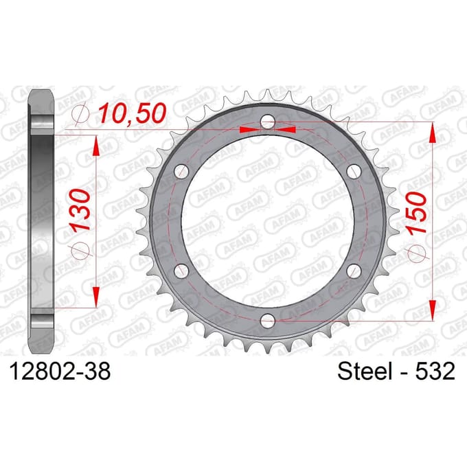 Stalen tandwiel Afam 532 38 dents