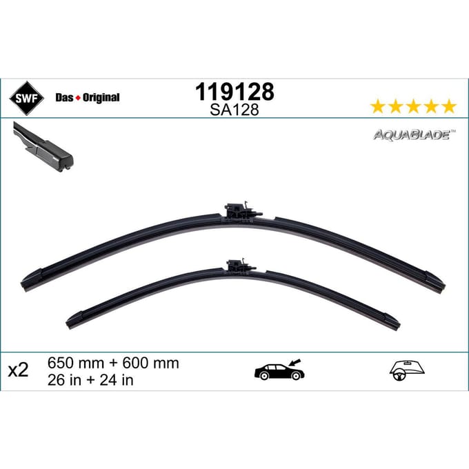 Wisserblad SWF AquaBlade 119128, 650/600mm, Voor, 2 Stuk