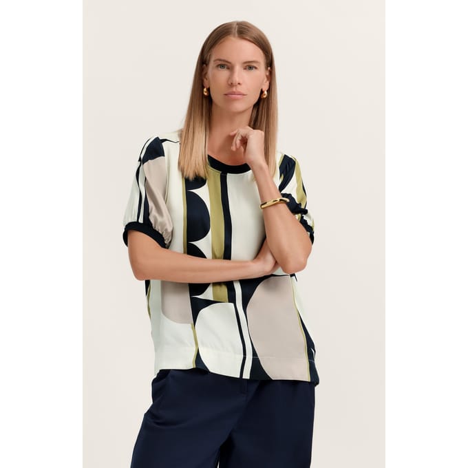 Bugatti Damen Blouse met korte mouwen en grafische print van 100% viscose