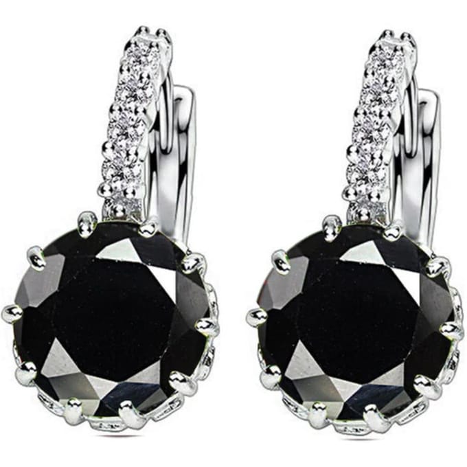 Victorious Dames Oorbellen – Zwart Bergkristal – Zilverkleurig – 2cm
