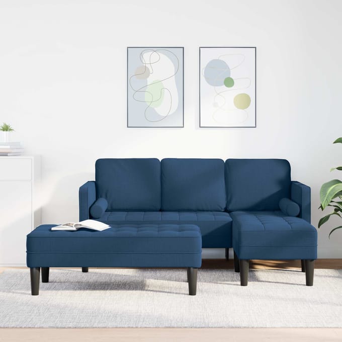vidaXL - Bankstel - 2 - st - Blauw - Polyester