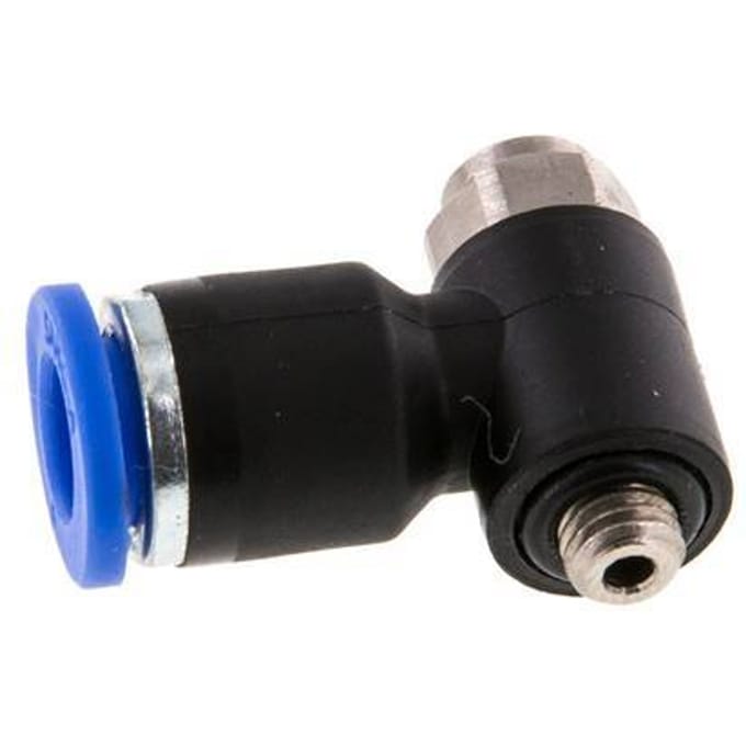 L-stuk Regelventiel 6 mm - M5 Regeling-Uit Messing/Nylon Sleufschroef