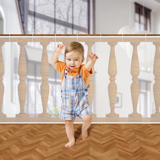Veiligheidsnet Kinderen - Balkonnet Valbeveiliging - Kinderen Beveiligen - Scheurvast Polyester - 3 x 09 meter - Wit