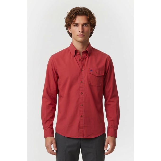 Brooks Brothers Solid Long Sleeve Claret Dark Red Größe: S | Casual hemden Outlet | Herren | Rot